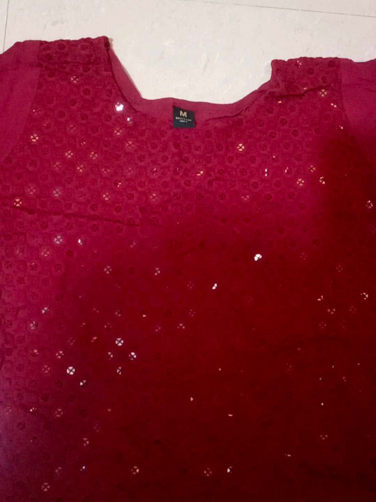 Maroon Sequence Kurti