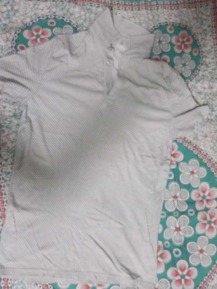 Gray Patterned Polo Shirt - Short Sleeve