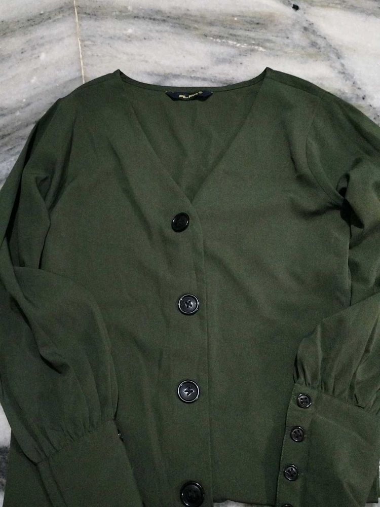 Green Button-Down Top