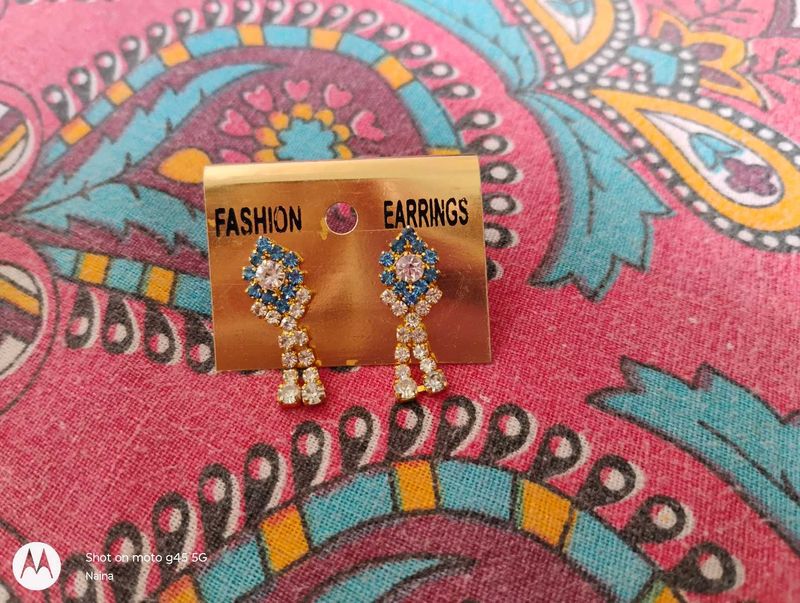 Blue Stoned Earrings