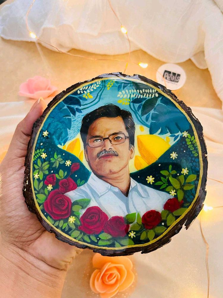 Customized Portrait On Wooden Slice