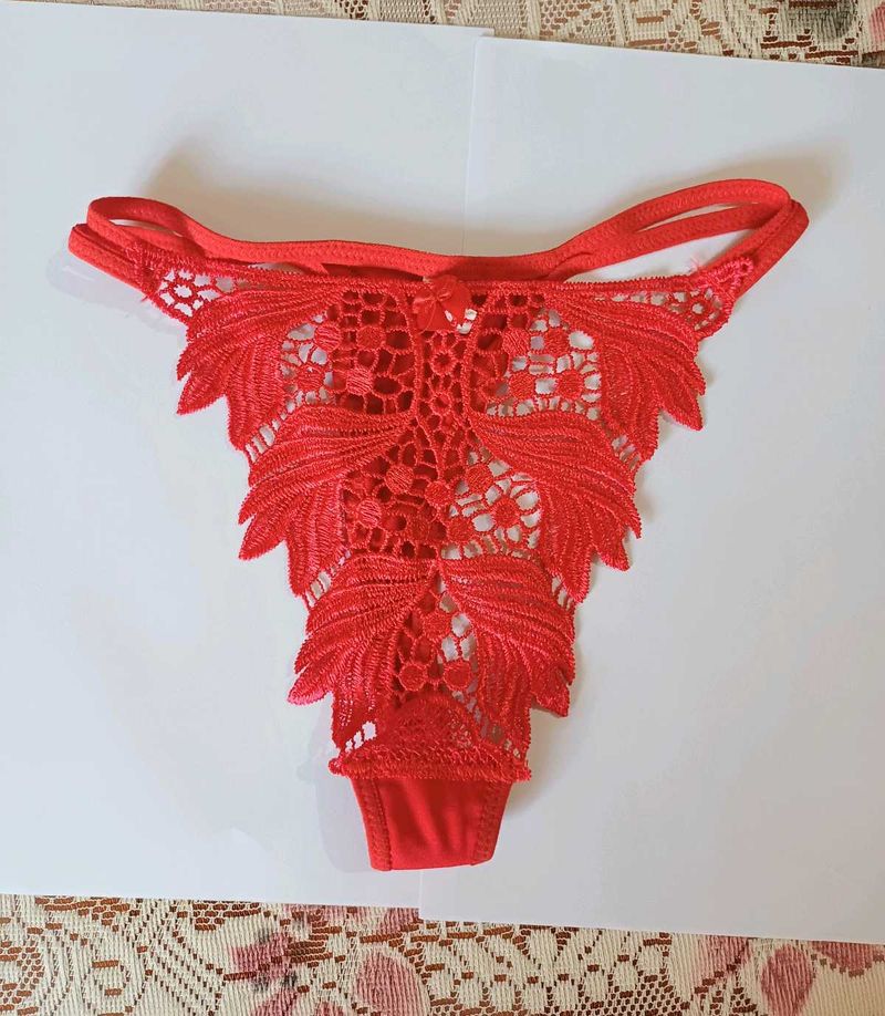 New Red Lace Thong