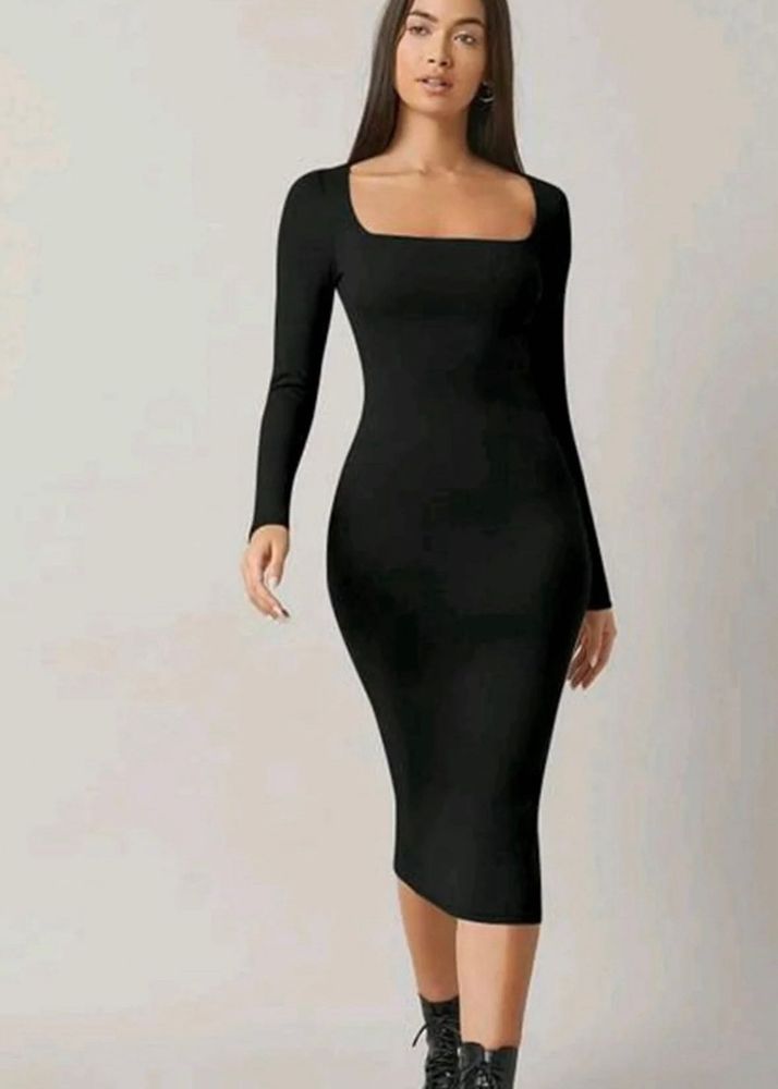 Black Bodycon Midi Dress