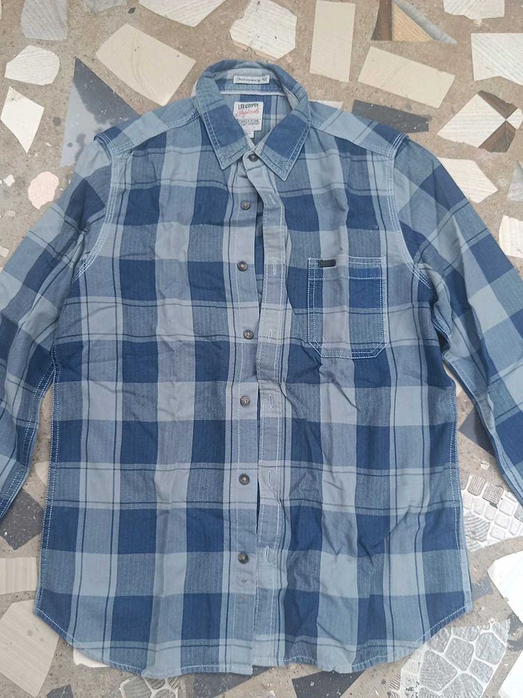 Lee Cooper Blue Plaid Button Down Shirt