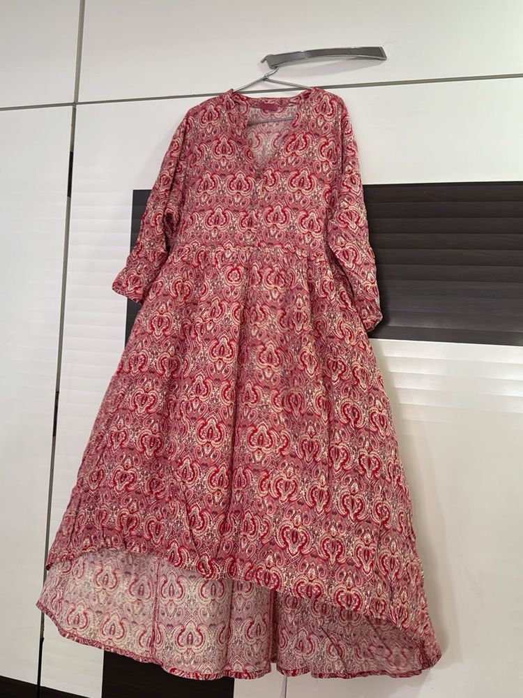 Patterned uneven Anarkali kurti