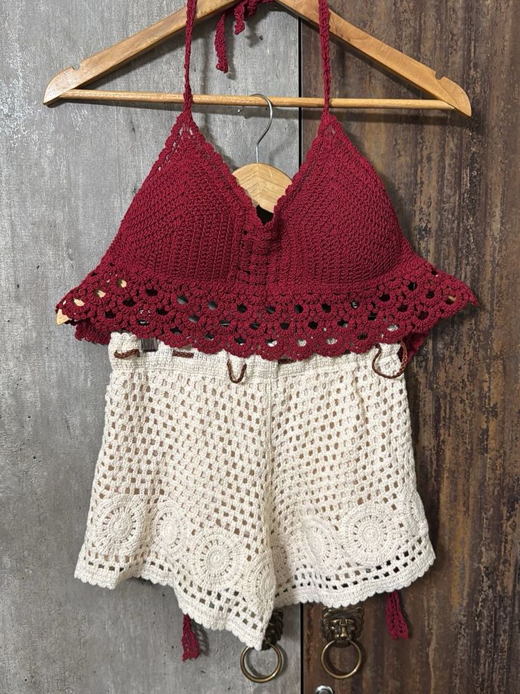 Knitted Bikini Top &amp; Shorts