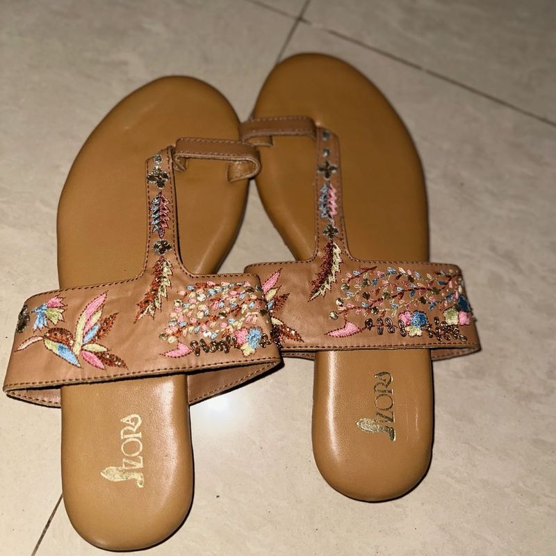 ZORA Embroidered Sandals Never Wore