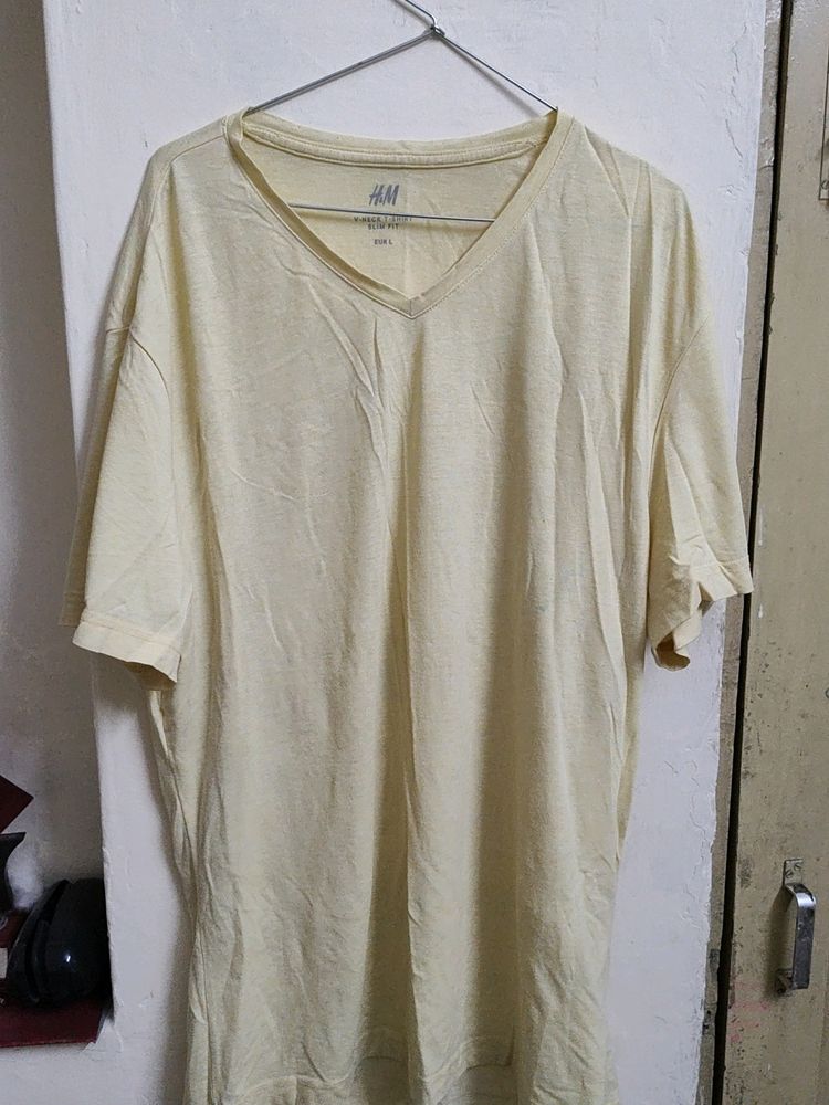 H&amp;M V-neck  Pastel Yellow T-shirt