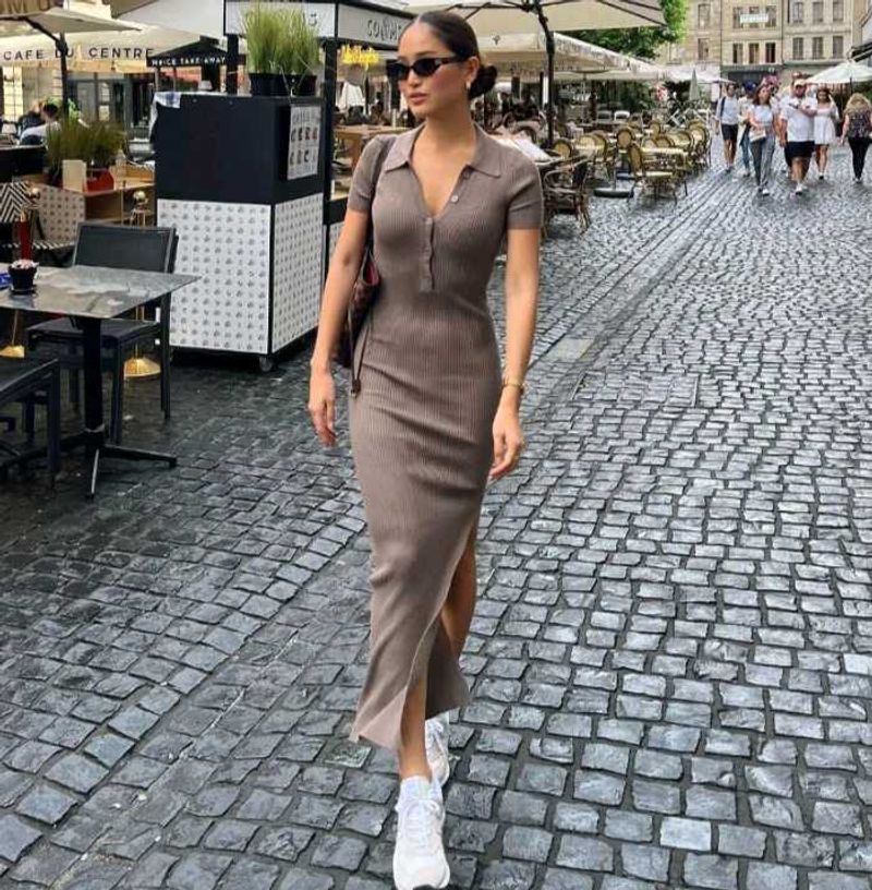 Brand New (Newme) Solid Slit Ribbed Dress