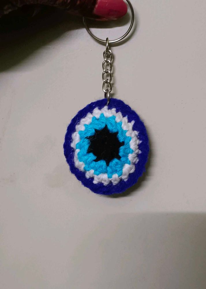 Crochet Evil Eye Keychain