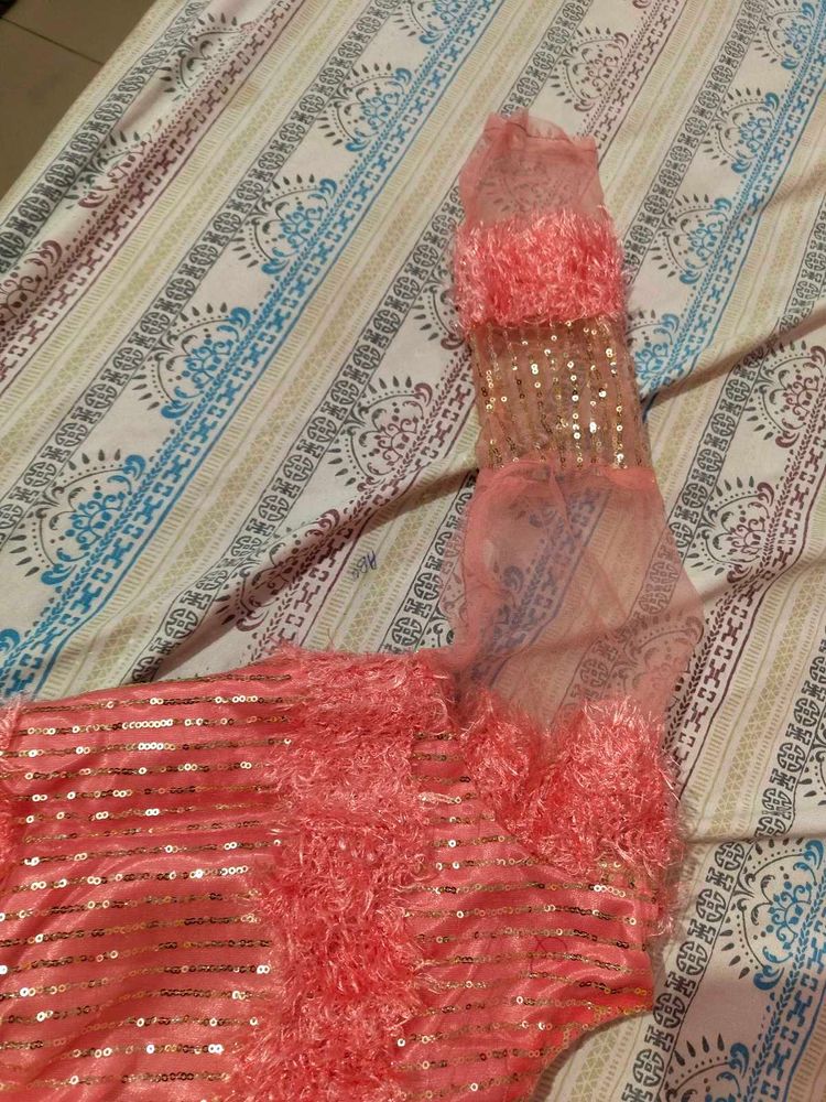 Peach Embellished Lehnga Choli