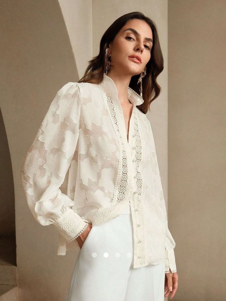 Elegant Jacquard Long Sleeved Shirt