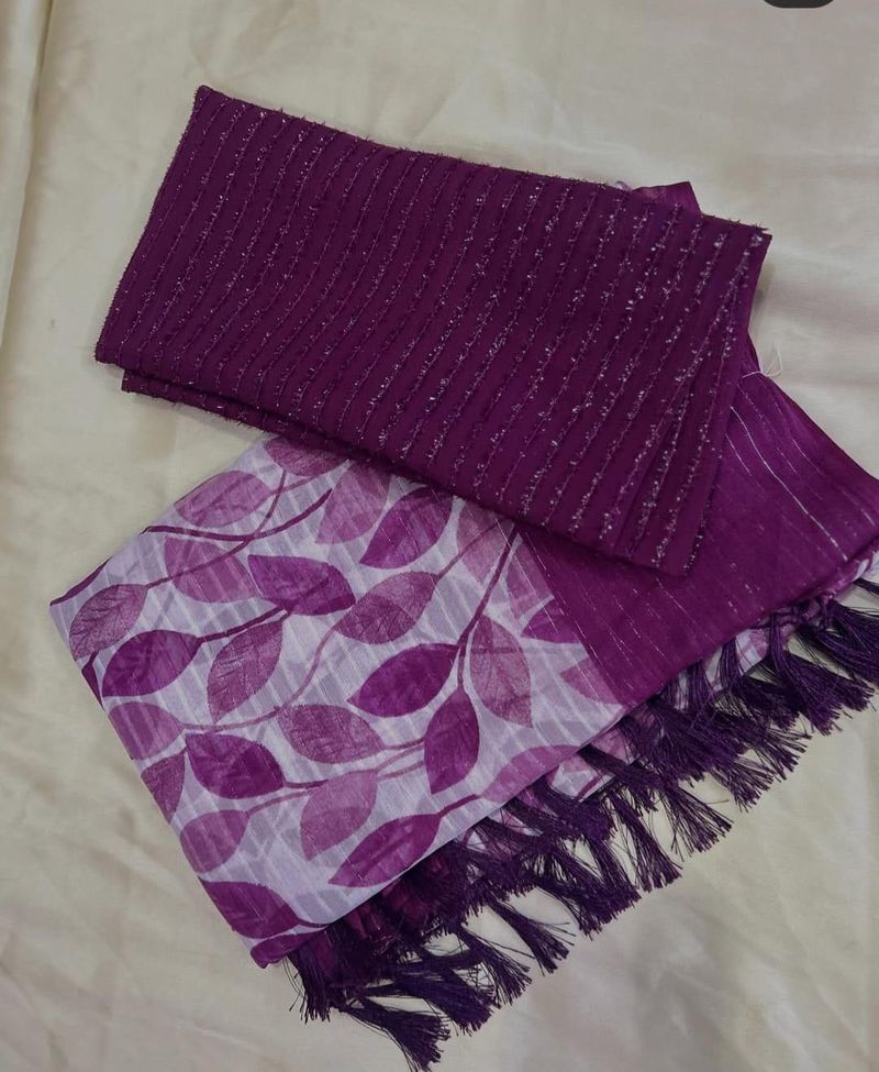 Purple Leaf Print Dupatta Scarf