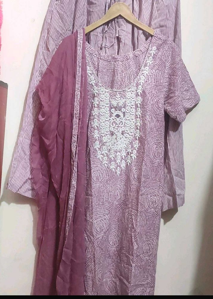 Light Purple🟣 Suit Salwar &amp; Dupatta For 40 Bust