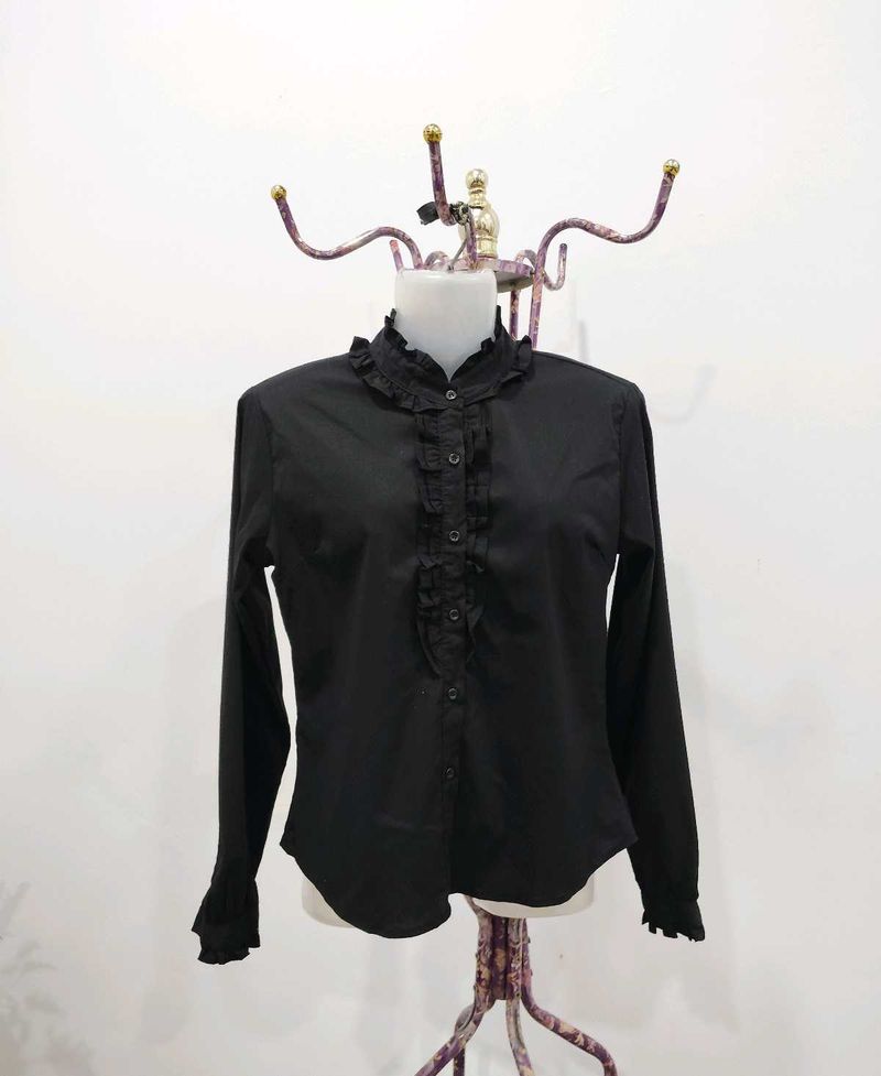 Ruffled Black Blouse