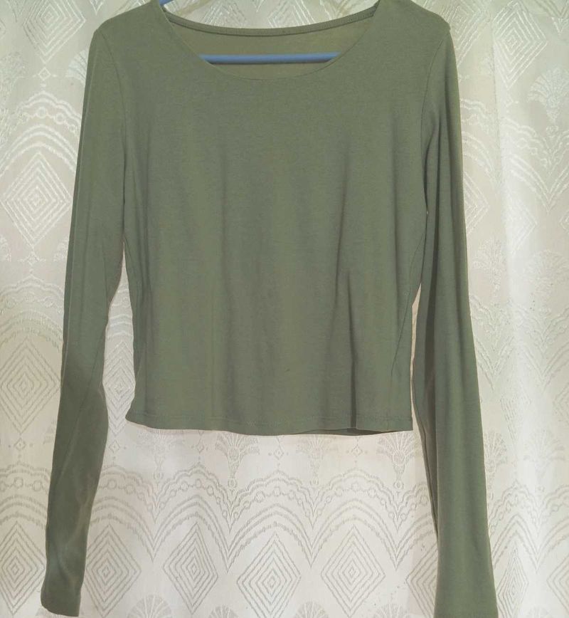Olive Green Long Sleeve Top