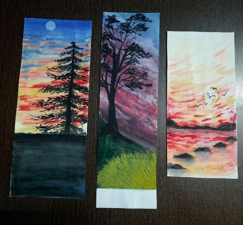 3 Watercolor Paintings Set