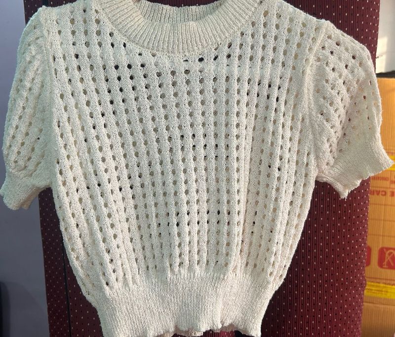 Crochet Knit Top - Short Sleeve