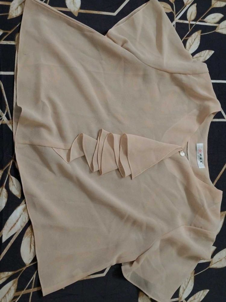 Elegant Beige Ruffle Top
