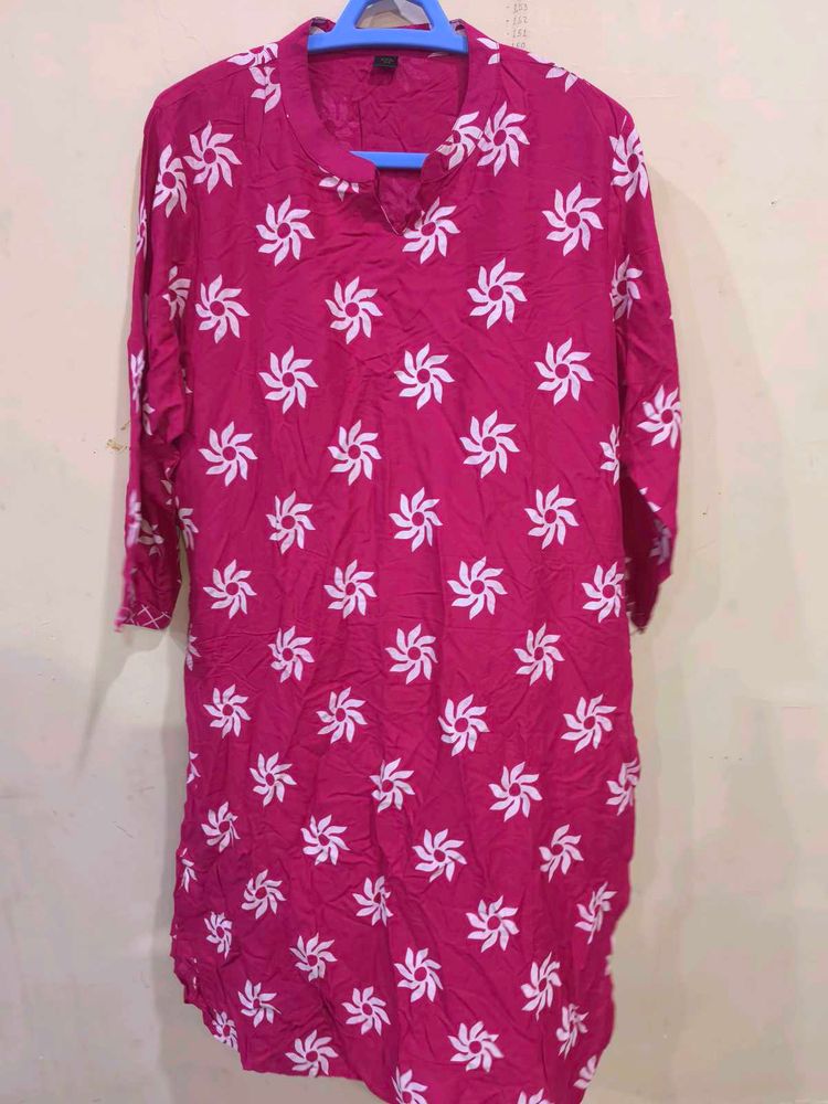 Pink Floral Print Kurta