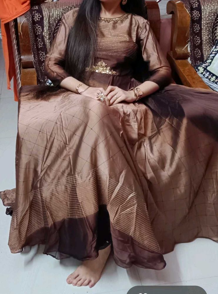 Full Flare Brown Kurta