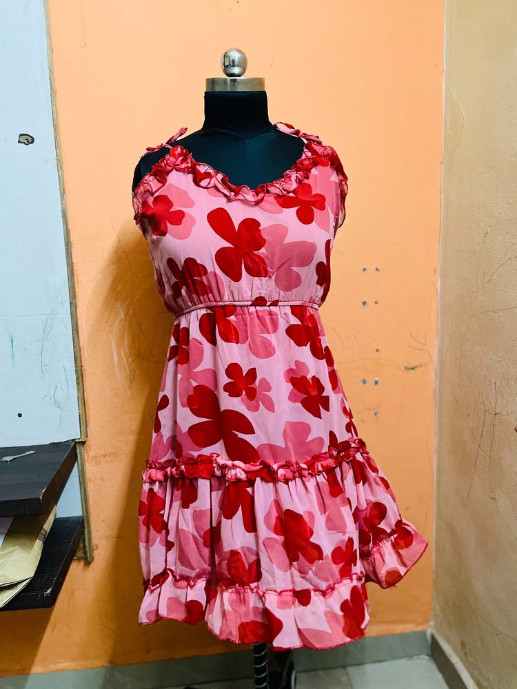 Red Floral Printed Dress