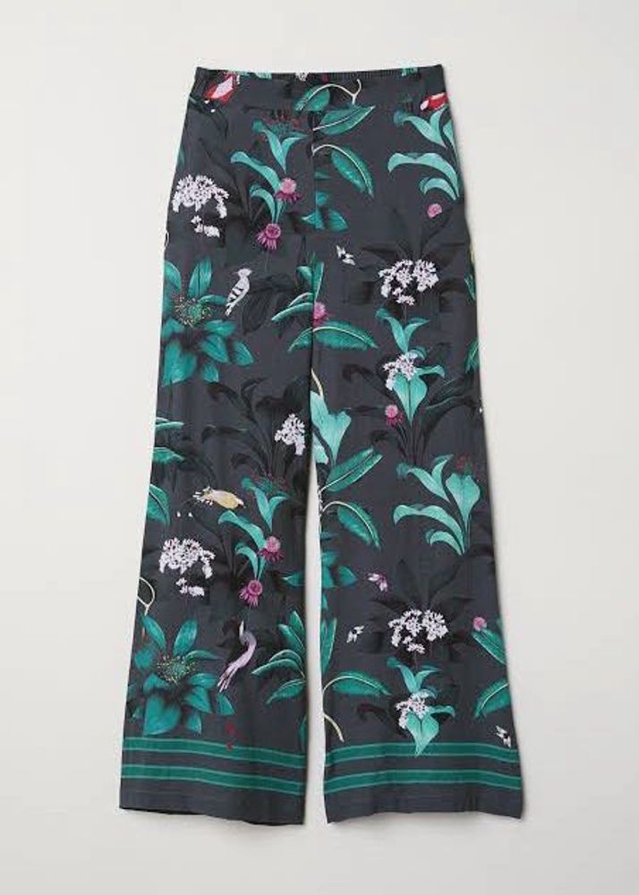 H&amp;M Floral Bird Wide Leg Trousers Ana Glover x