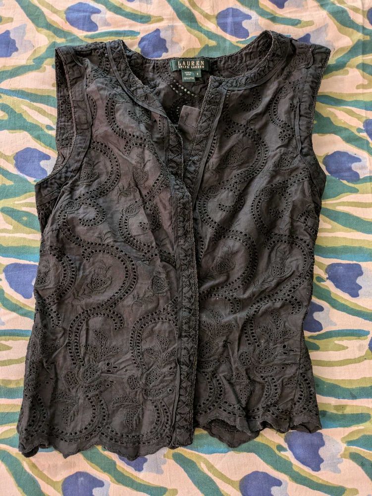 Black Eyelet Vest
