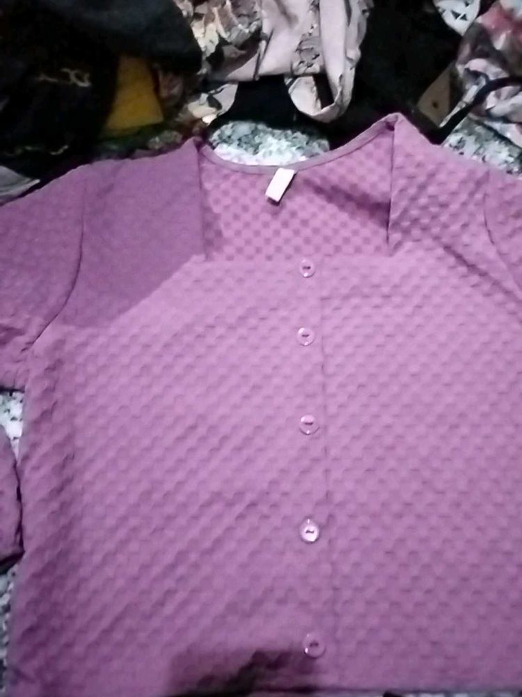 Mauve Button-Down Top