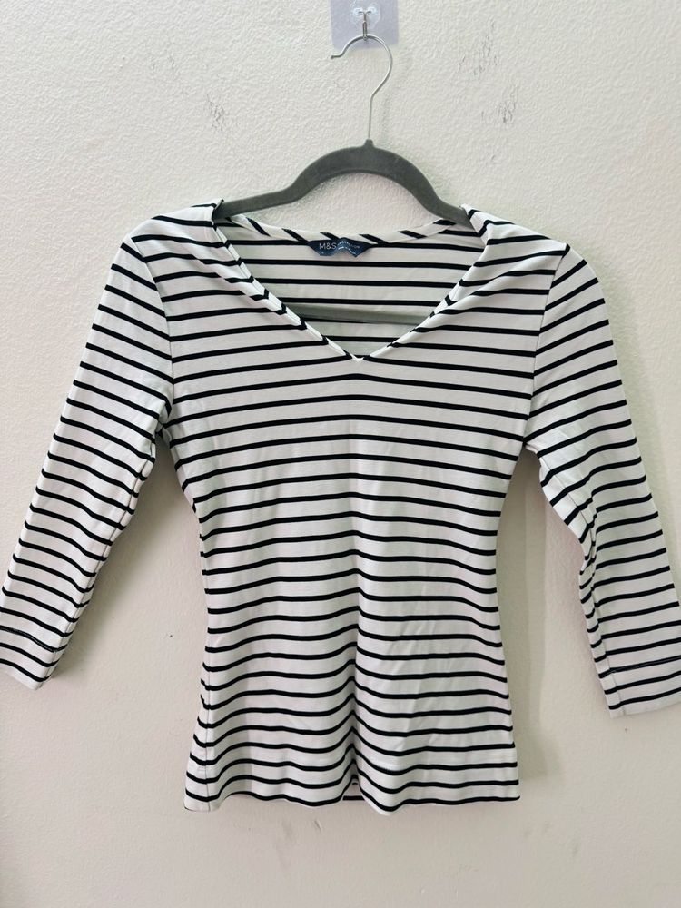 Marks &amp; Spencer White Striped Top