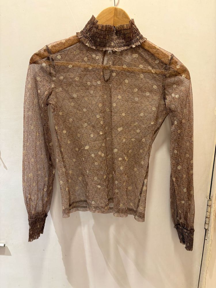 Beautiful Brown Mesh Top