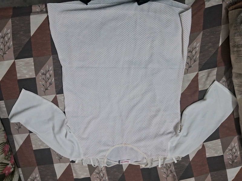 A White Coloured Top With Pink Color Dots