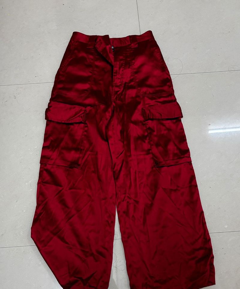 Red Satin Pants