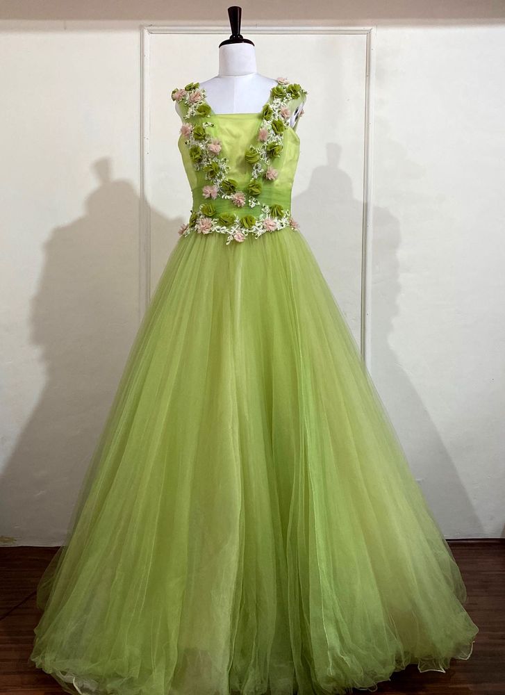 Lime Green Tulle Formal Dress