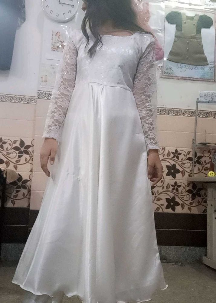 Stylish White Satin Gowns 🤍