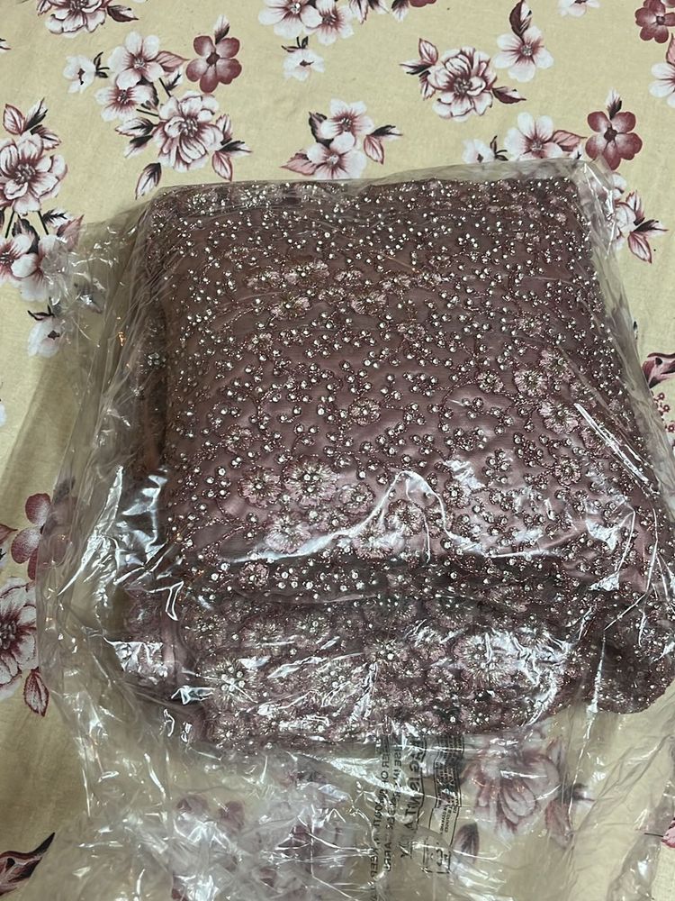 Mauve Floral Sequin Fabric