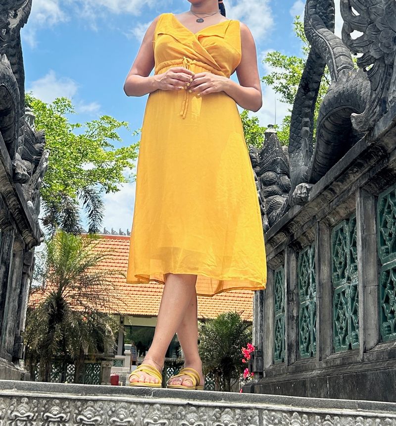 Mustard Unique Belted Dress