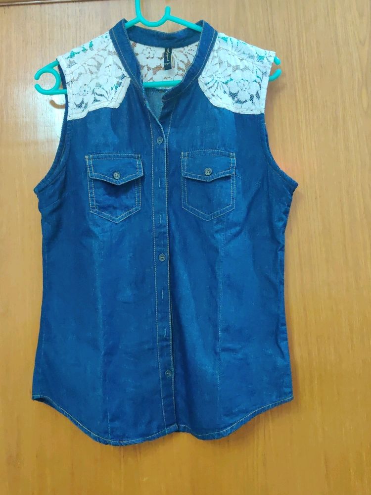 Denim And Lace Top