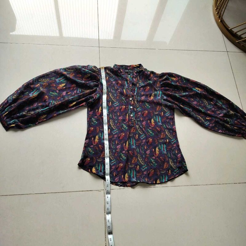 Paisley Print Bishop Sleeve Blouse