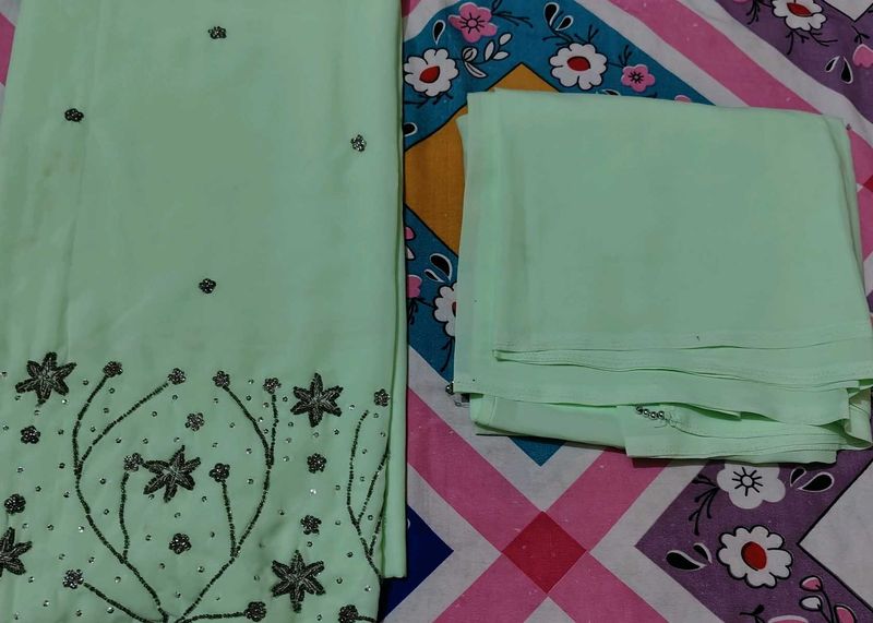 Mint Green Kurta Set with Dupatta Unstitched