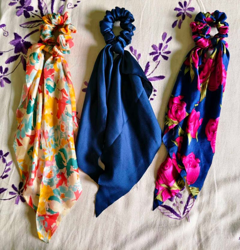 3 Satin Hair Scrunchies