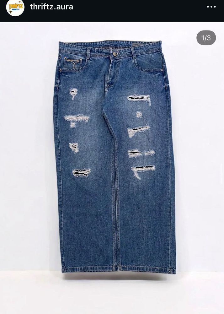 Ripped Wide Leg Baggy Jeans