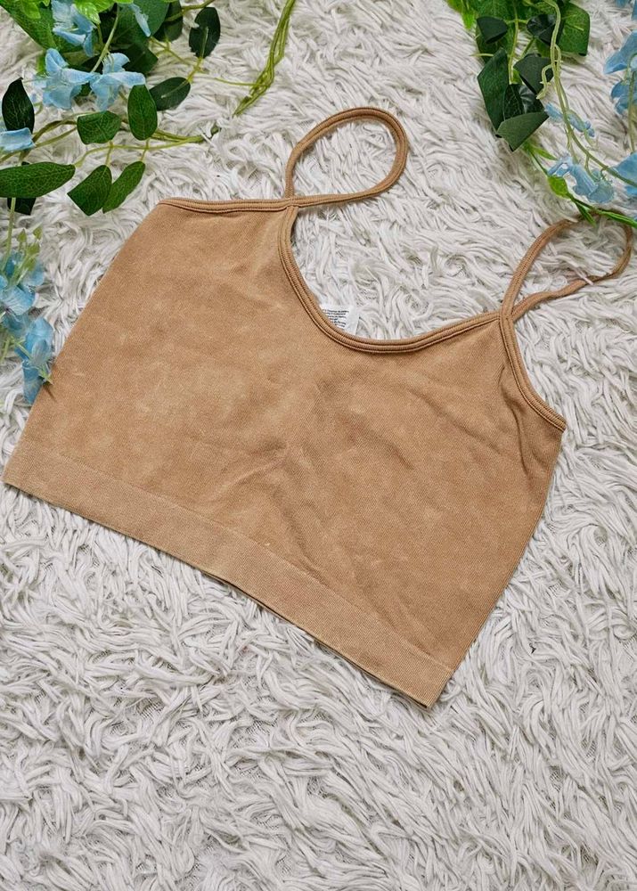 Tan Cropped Tank Top