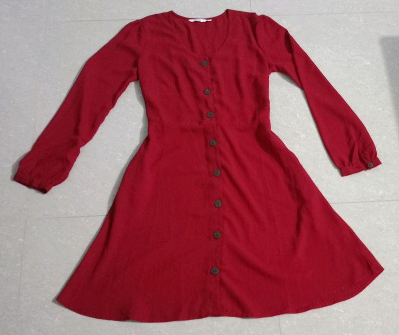MAROON DRESS flared look .