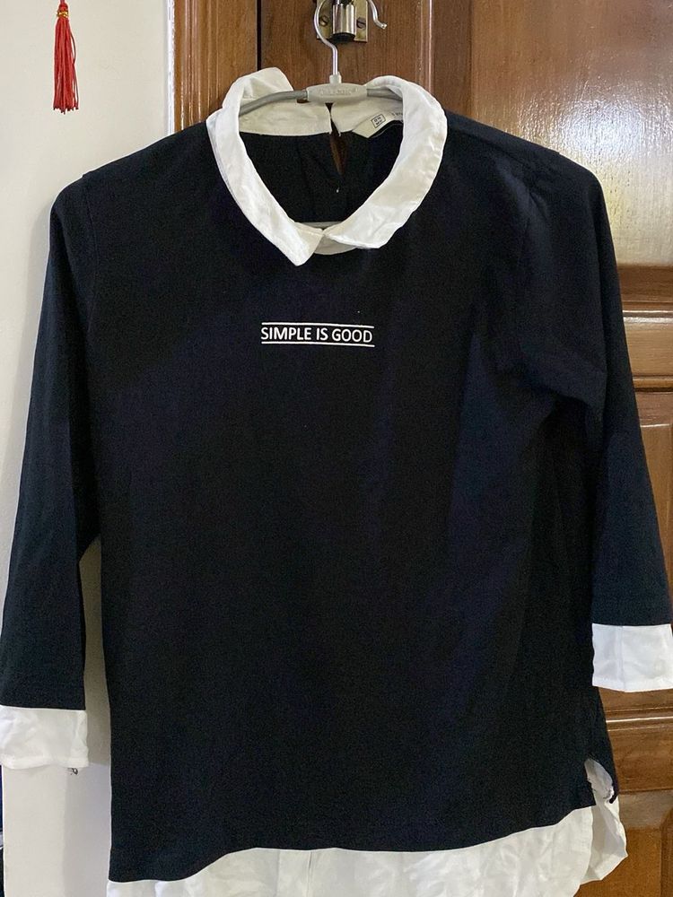 Black &amp; White Layered Top