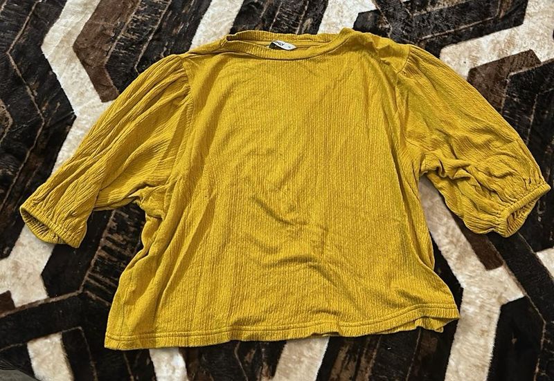 Mustard Puff Sleeve Top