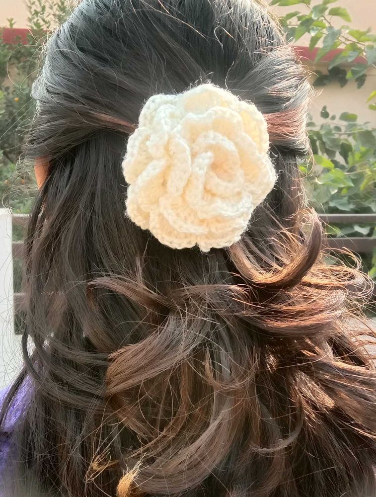 Crochet Flower Hair Accessory. Handmade.