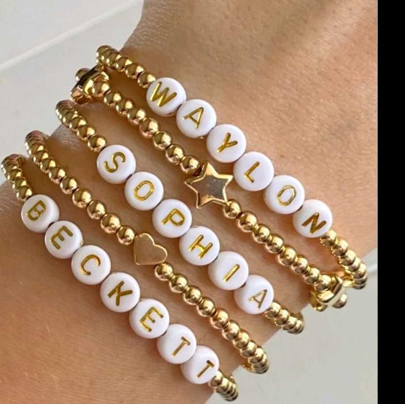 Custom Name Gold Bead Bracelets