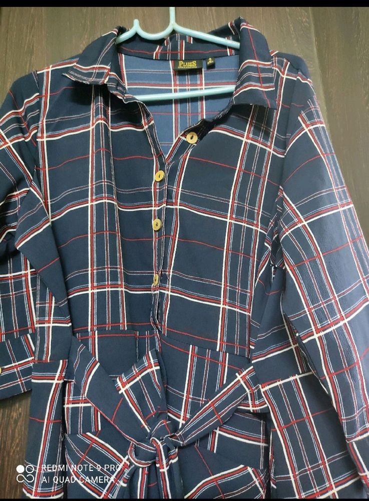 Checked Collar Style Dress