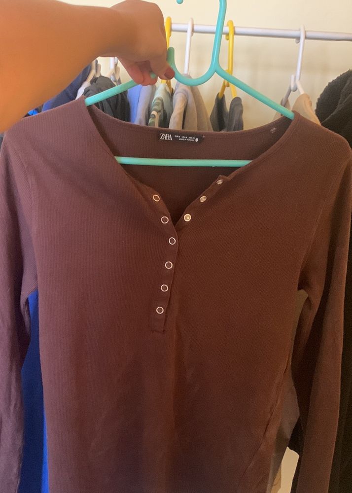 Zara Full Sleeves Brown Sweater